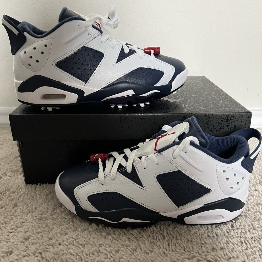 Nike Air Jordan Retro 6 G NRG Golf Shoes White/Navy DV1376-101 Men Size 7.5 New - Picture 2 of 9